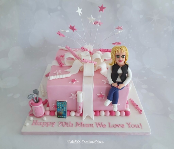 "Baby Pink 70th Starburst Cake"