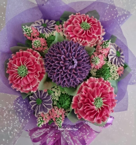 "Small Deluxe Cupcake Bouquet Bright Pinks and Purples"