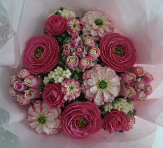 "Deluxe Medium Cupcake Bouquet in Deep Pinks"