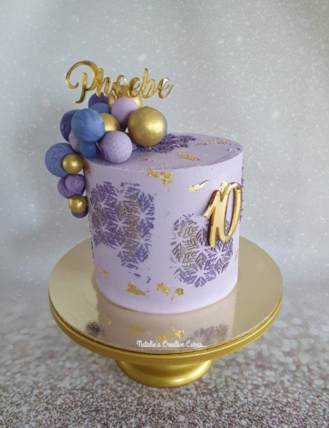 "Stencilled Buttercream with Balls Cake"