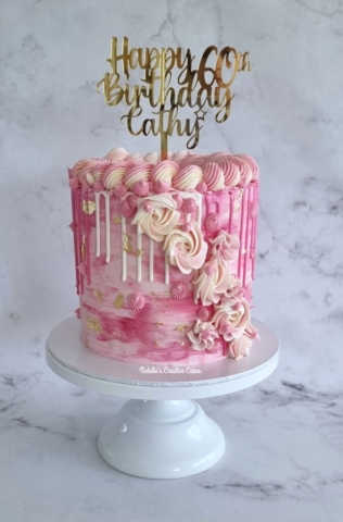 "Pink Marbled Buttercream 18th Cake"