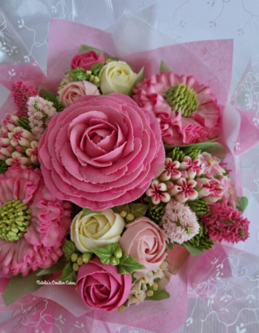 "Small Deluxe Cupcake Bouquet Deep Pink"