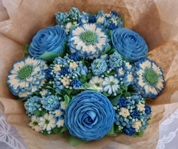 "Medium Deluxe Cupcake Bouquet Light Blues"