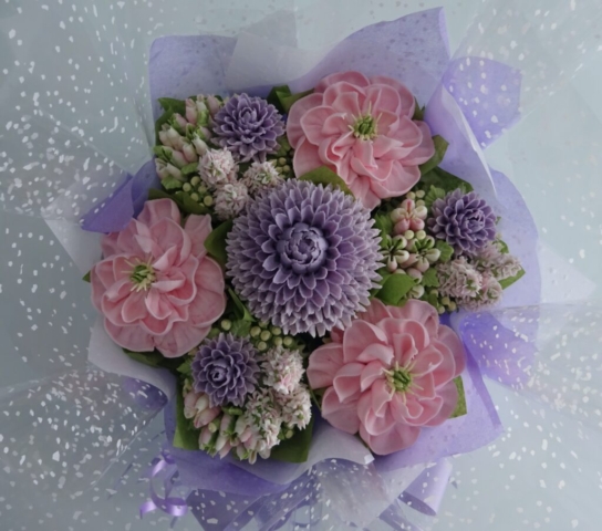 "Small Deluxe Cupcake Bouquet Pink and Lilac"