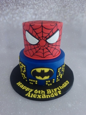 "Spiderman and Batman Cake"