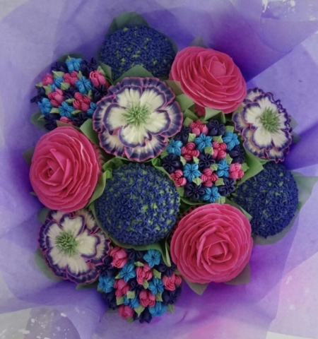 "Medium Deluxe Cupcake Bouquet in Neon Shades"
