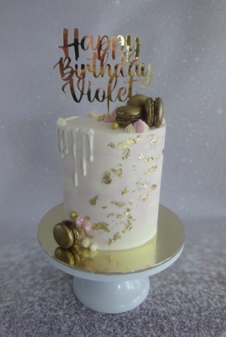 "Ivory and Blush Buttercream Drip Cake"