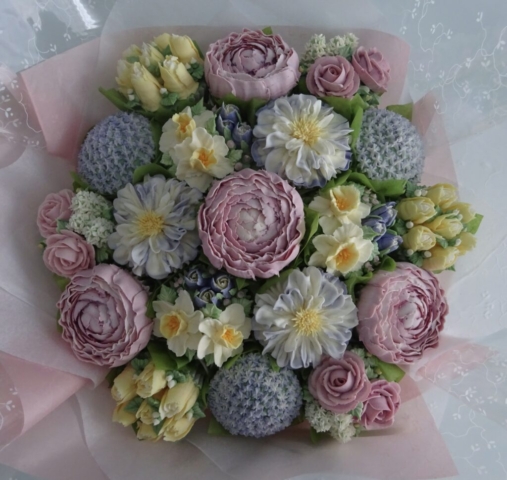 "Large Cupcake Bouquet Springtime Peonies"