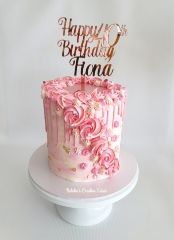 "Marbled Pink Drip Cake"