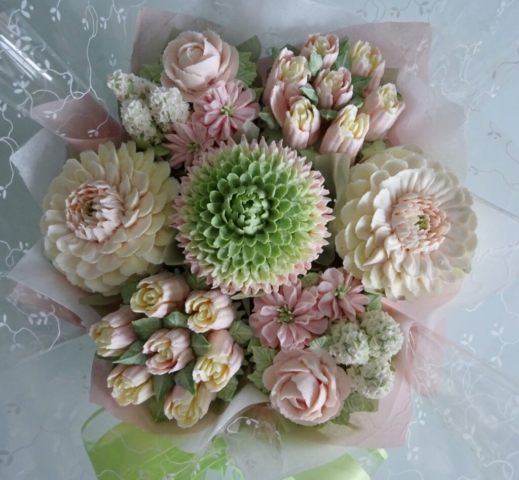 "Small Deluxe Cupcake Bouquet Blush Pinks and Greens"