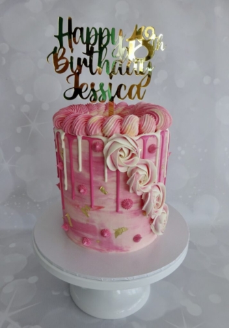 "Pink Marbled Buttercream 18th Cake"