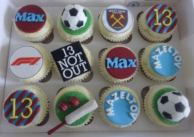 "Themed Cricket and Football Cupcakes"