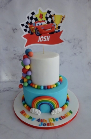 "Cars and Rainbow Cake"