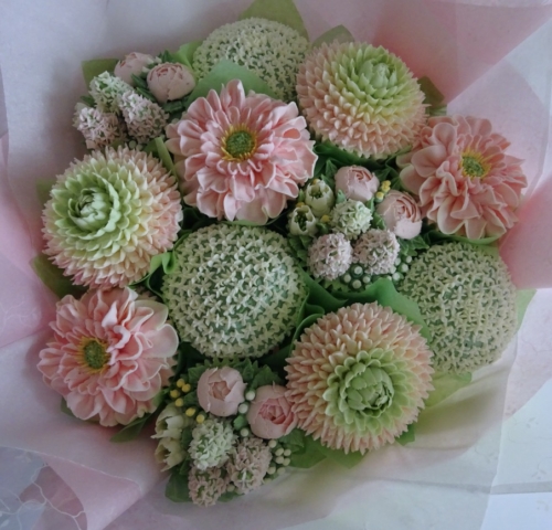 "Medium Deluxe Cupcake Bouquet in Blush and Green"
