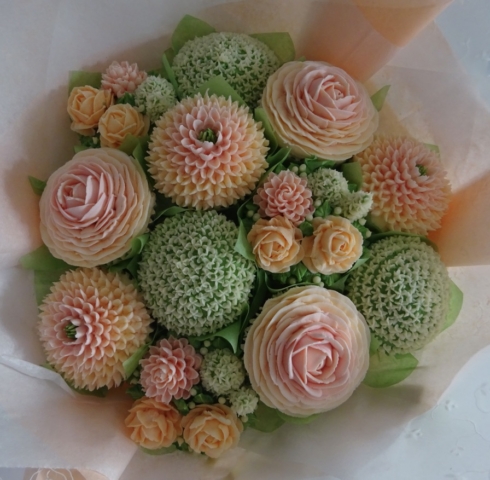 "Medium Deluxe Cupcake Bouquet in Peach and Pink"