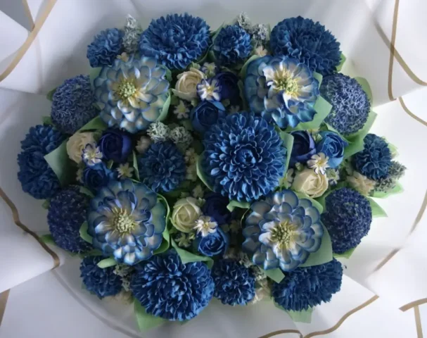 "Extra Large Cupcake Bouquet Bright Blues"