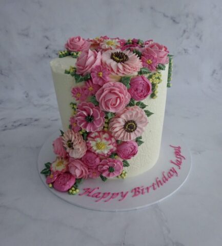 "Cascading Florals Cake Pinks"