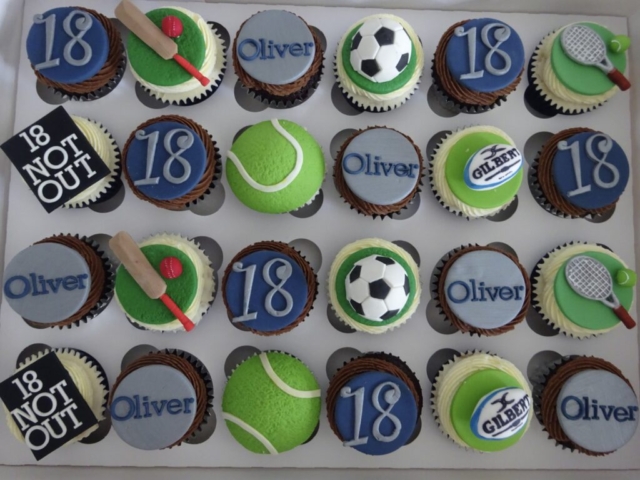 "Boys Sports Themed Cupcakes"