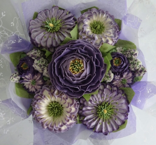 "Small Bouquet in Purples"