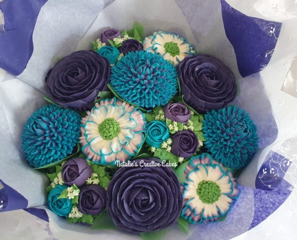 "Medium Deluxe Bouquet Purple, Turquoise"