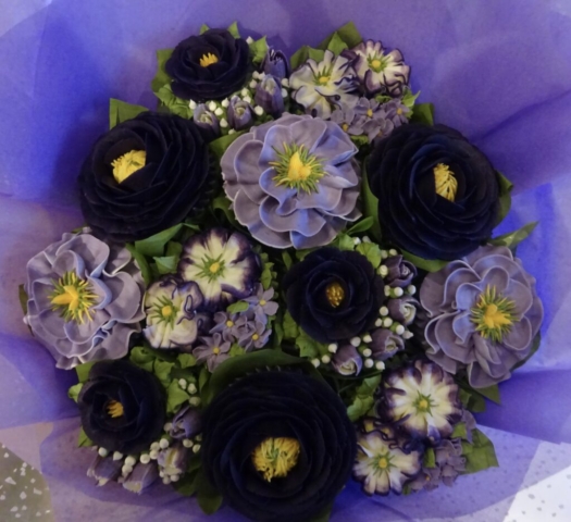 "Medium Deluxe Cupcake Bouquet Deep Purple, Lilac"