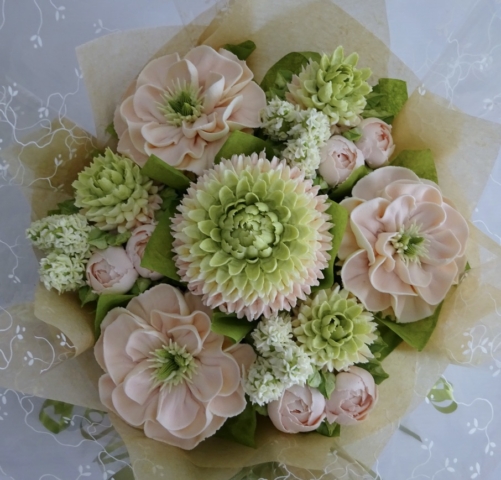 "Small Deluxe Cupcake Bouquet Blush, Sage"