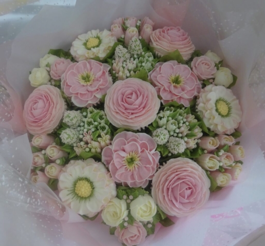 "Large Cupcake Bouquet Baby Pink and White"