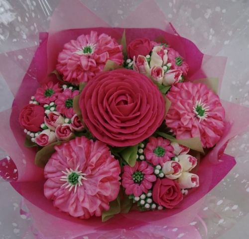 "Small Deluxe Bouquet in Deep Pinks"