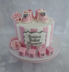 "Baby Shower Cake with Bootees"