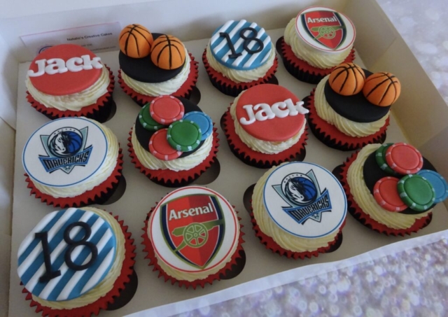 "Poker and Basketball Cupcakes"