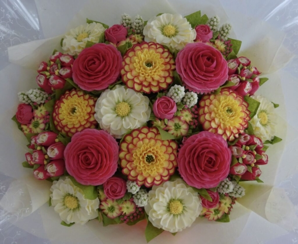 "Extra Large Cupcake Bouquet Yellow, Bright Pink"