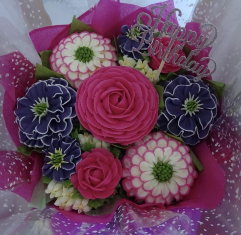 "Small Deluxe Cupcake Bouquet Purple and Pink"