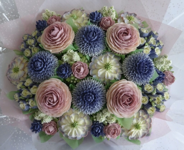 "Extra Large Cupcake Bouquet Dusky Pinks and Violets"