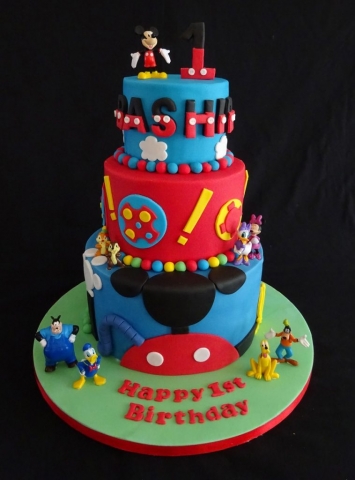 "Three Tier Mickey Mouse Clubhouse Cake"