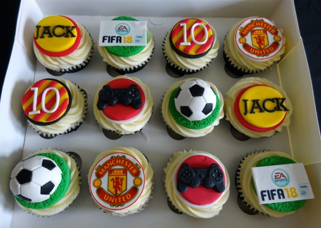 "Football & XBox Cupcakes"
