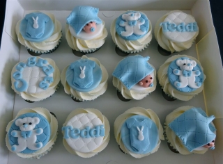 "Boy's Christening Cupcakes"