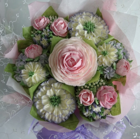 "Small Bouquet in Blush Pinks, Lilac and White"