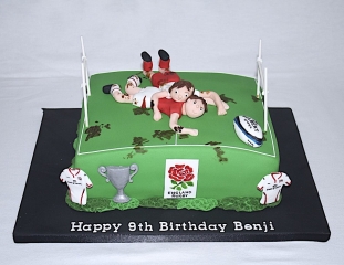 "Rugby Scrum Cake"