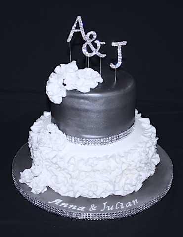 "Silver Ruffles Wedding Cake"