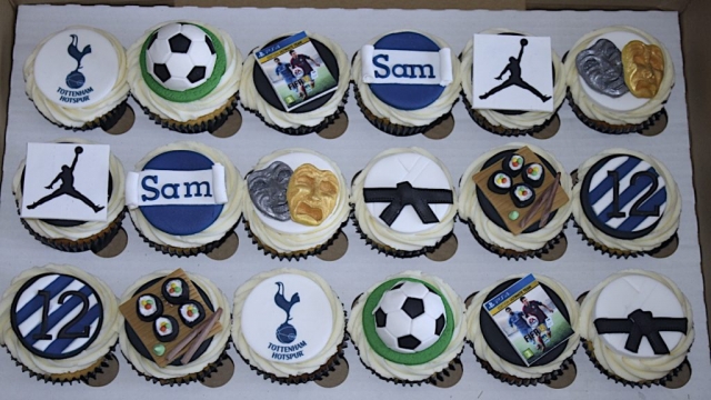 "Football, Sushi, Karate & Theatre Cupcakes"