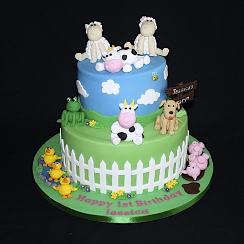 "On The Farm 1st Birthday Cake"