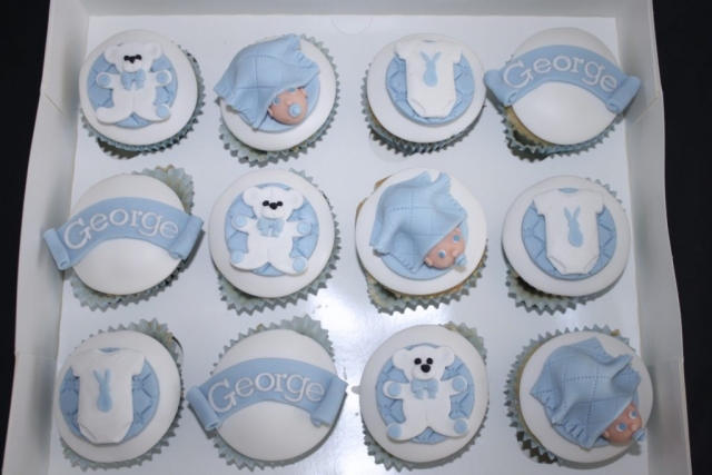 "Boy's Christening Cupcakes"