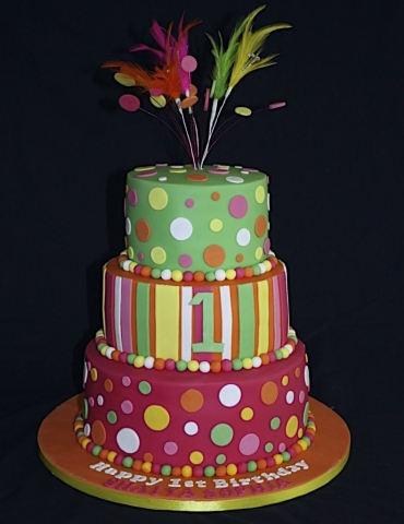 "Three Tier Neon 1st Birthday"