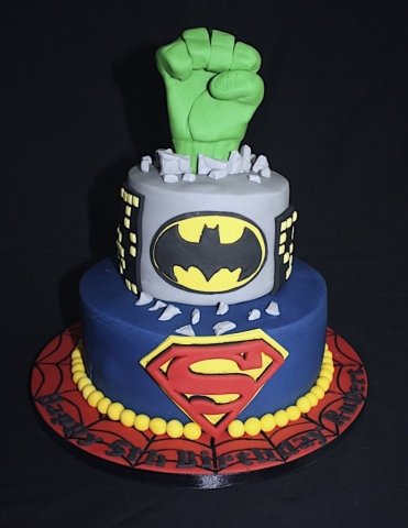 "Two Tier Superhero Cake"