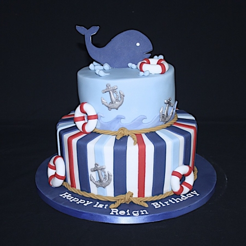 "Nautical 1st Birthday Cake"