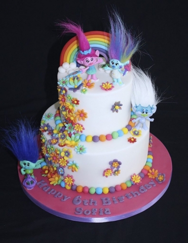 "Trolls and Flowers Cake"