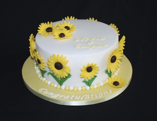 "Sunflower Engagement Cake"