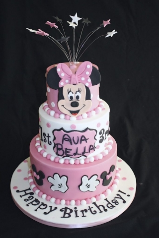 "Three Tier Minnie Mouse Cake"