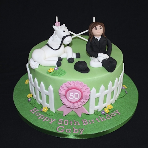 "Horseriding Single Tier Cake"