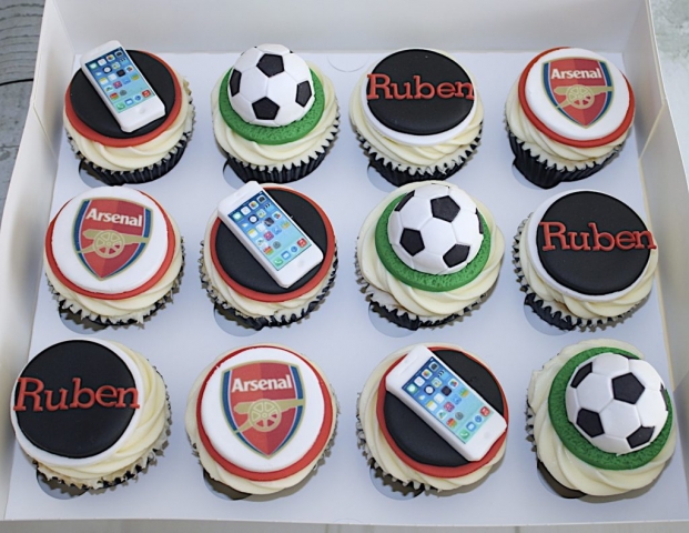 "Arsenal, iPhone, Footie Cupcakes"